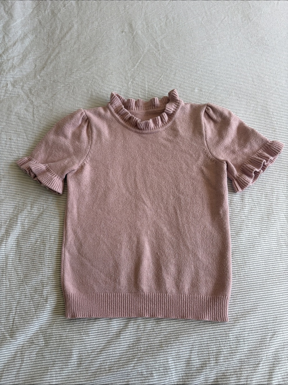 T.J.Maxx Mauve Pink Ruffled Short Sleeve Sweater Top